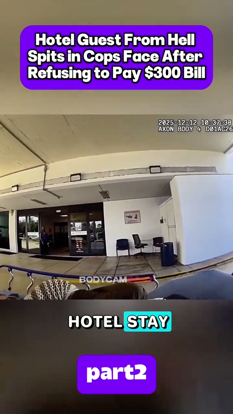 Hotel Guest Refuses to Pay $300, Then Spits at Officer: Bodycam