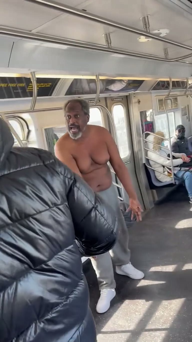 Shirtless Man and Passenger Square Off on NYC Subway Train