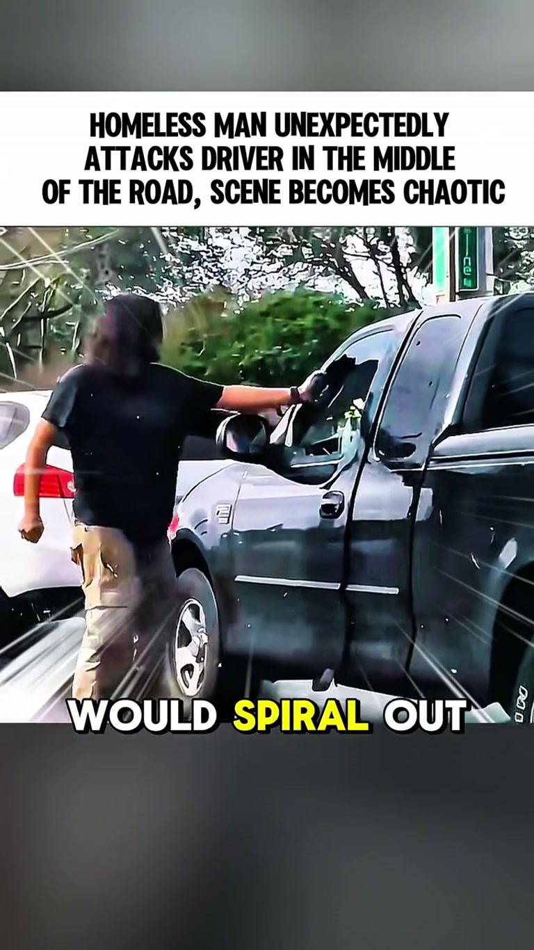 Driver Locks Doors as Man Smashes Window on Busy Street