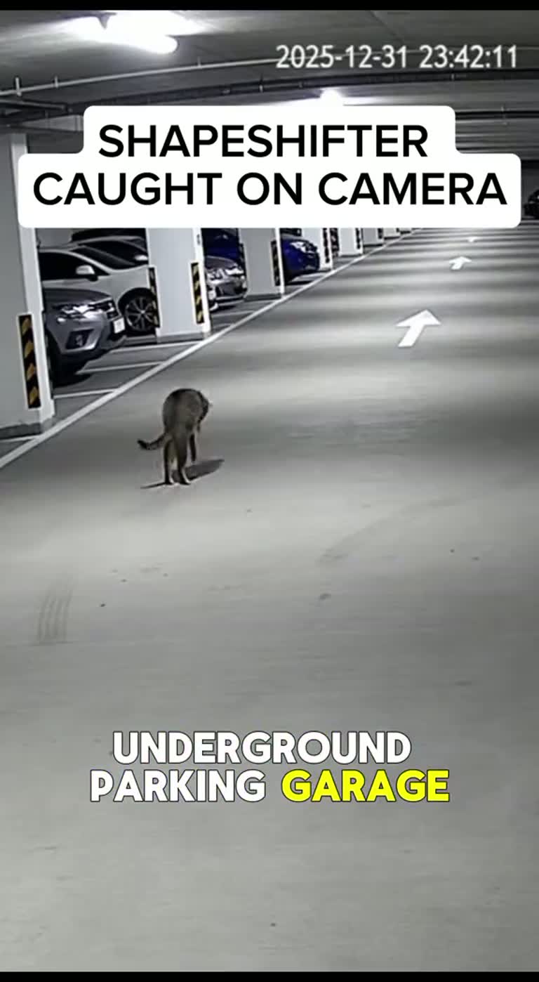 Underground Garage Video: Cat Appears to Morph Into a Woman