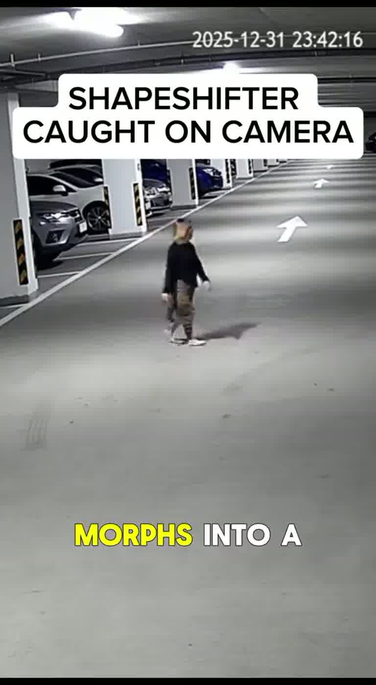 Underground Garage Video: Cat Appears to Morph Into a Woman