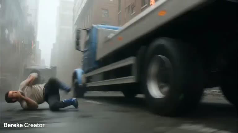 He Barely Dodges a Truck, Then Blue Armor Locks Onto Him