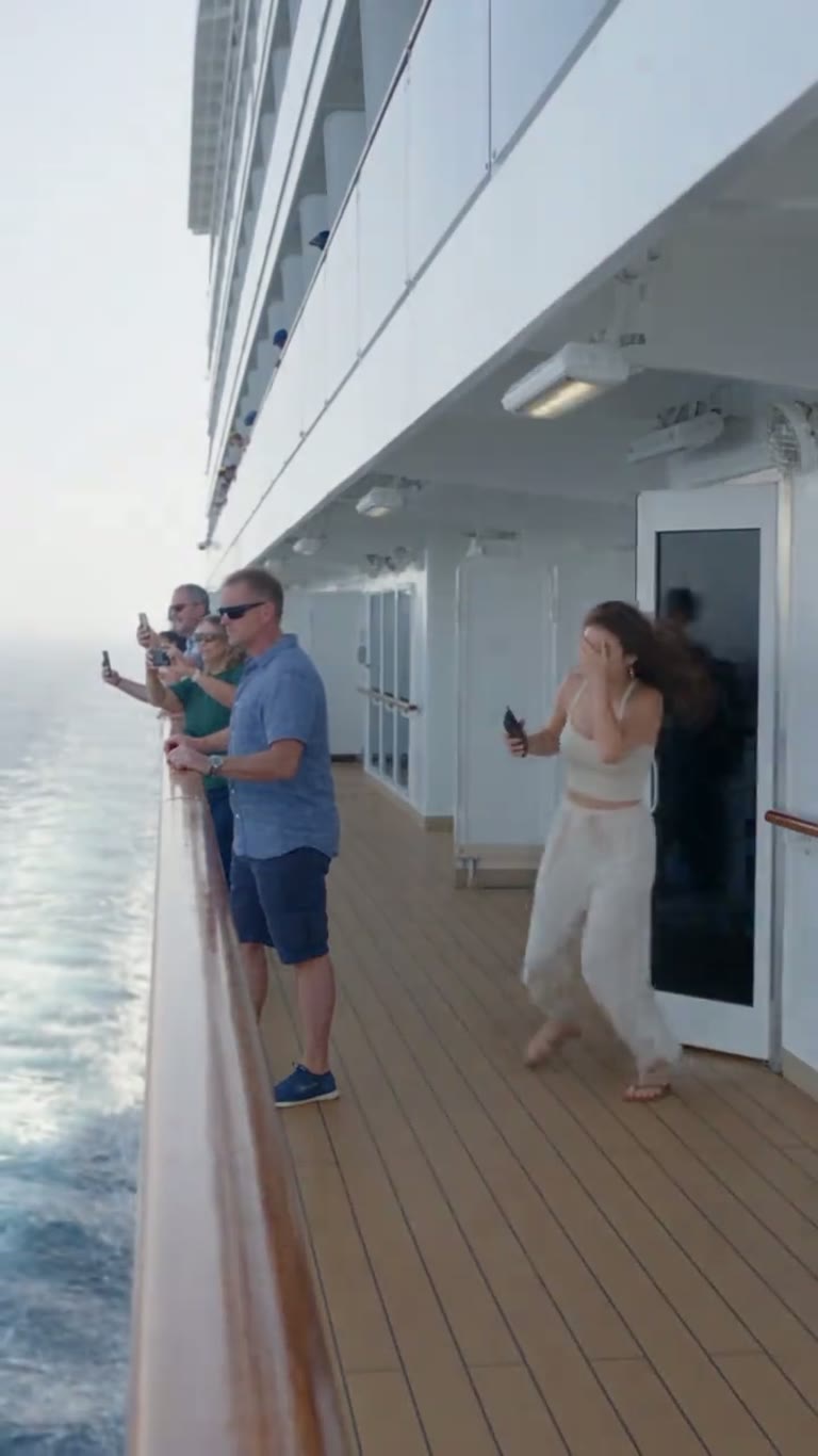 Passengers Smile for Photos Until the Sea Suddenly Breaks Open