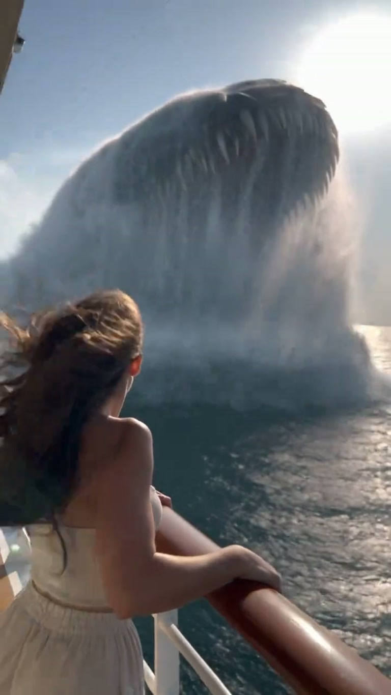 Passengers Smile for Photos Until the Sea Suddenly Breaks Open