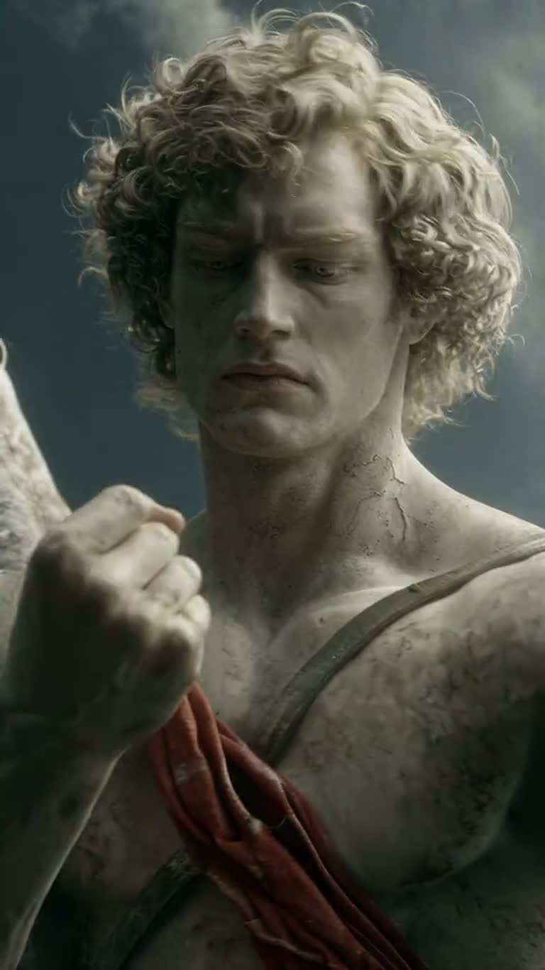 A Winged Archer Takes Aim at a City Lost in Its Screens