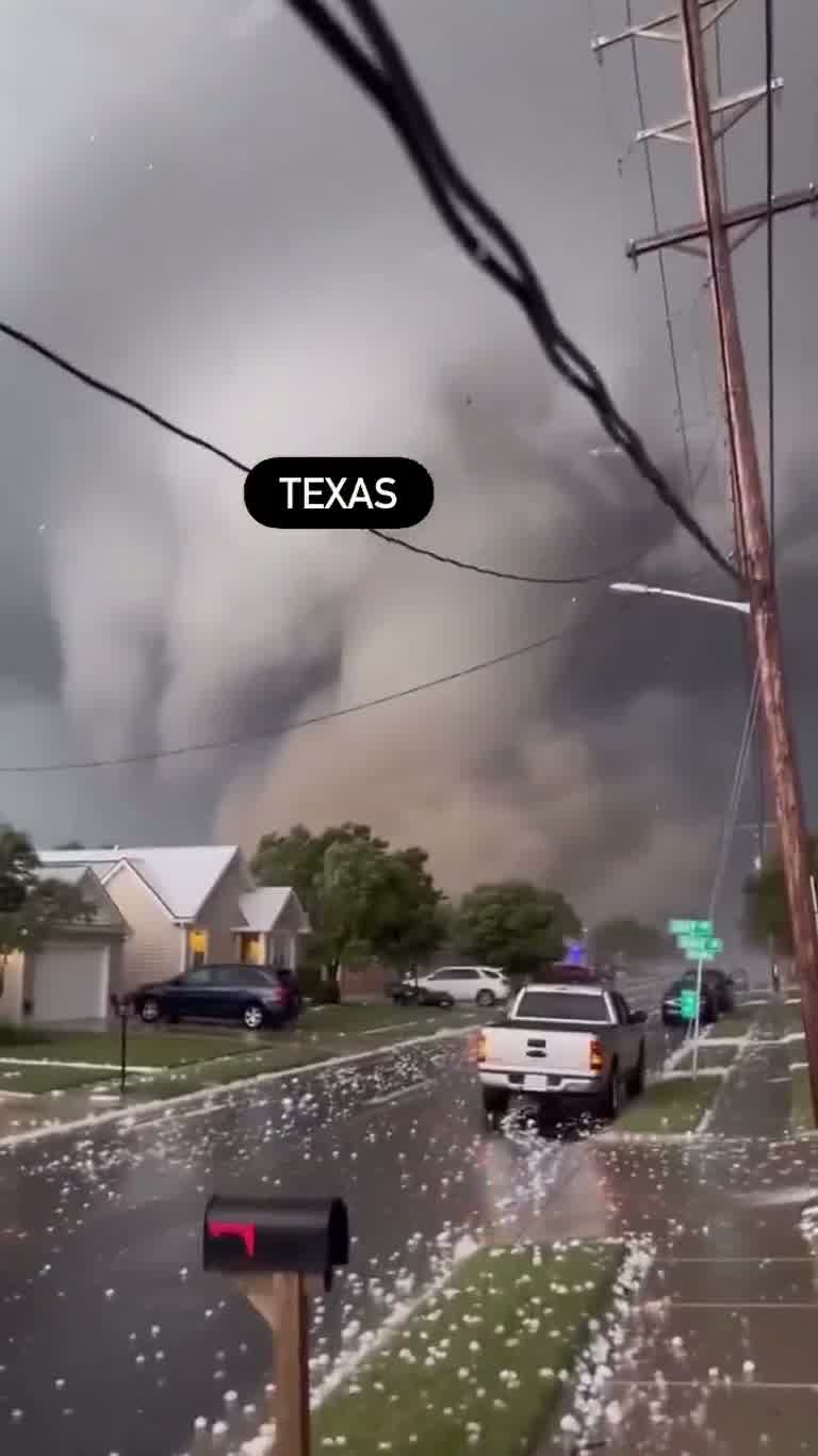 Texas Street Buried in Hail as a Massive Storm Wall Rolls In