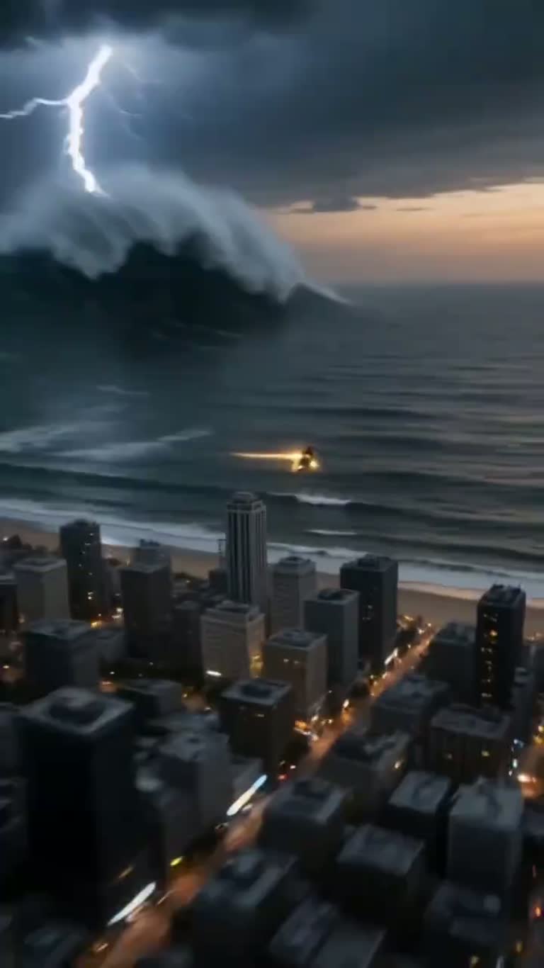 AI Superheroine Faces a Monster Wave in a City-Saving Clip