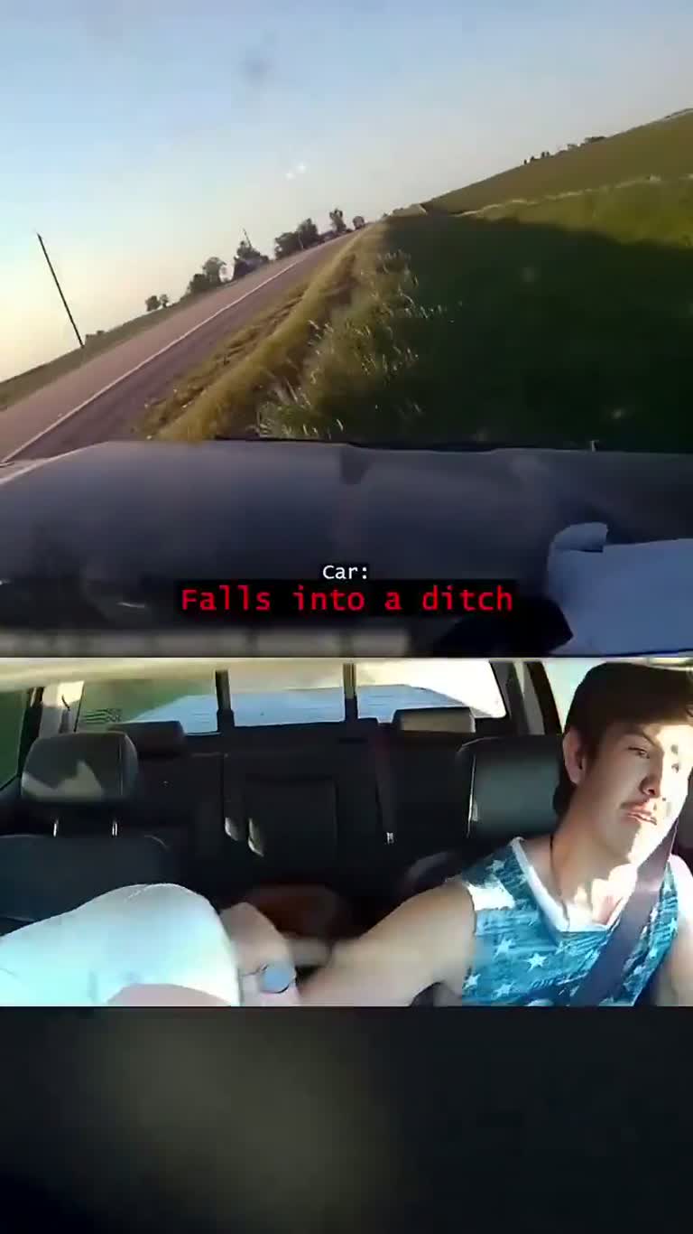 One Ditch, Two Reactions: Inside a Car's Most Awkward Moment