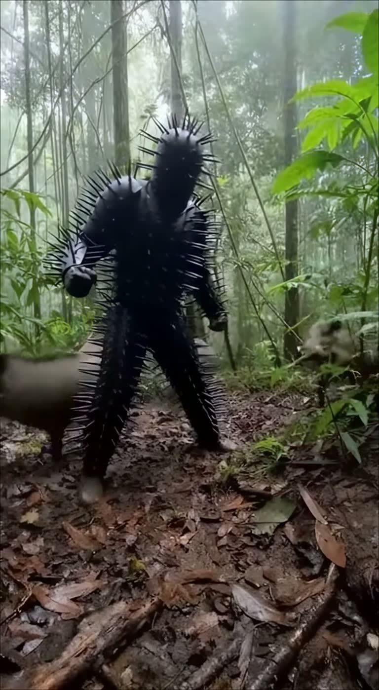 Deep in the Jungle, a Spiked Figure Steps Into the Path