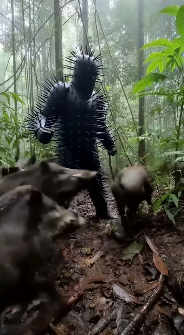 Deep in the Jungle, a Spiked Figure Steps Into the Path