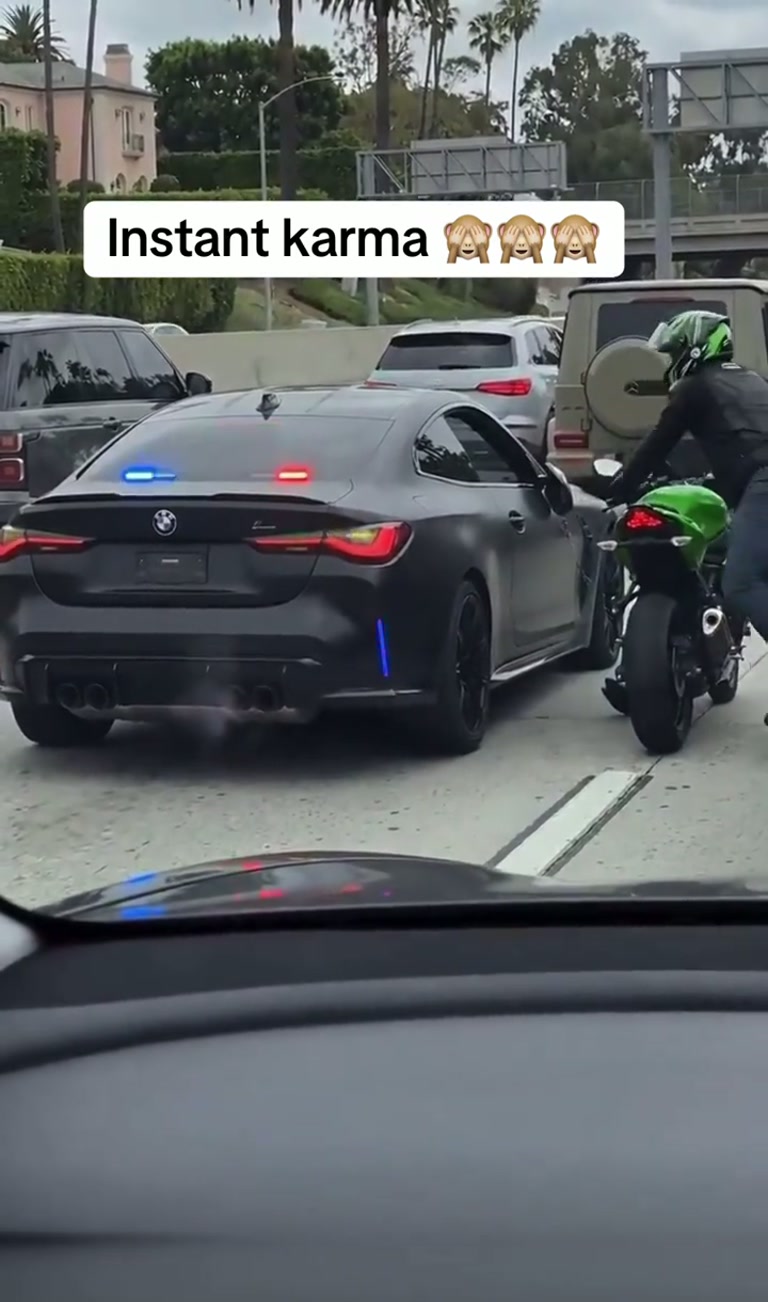 Ironic: A Sports Car Tried To Outrun Traffic And Instantly Regretted It