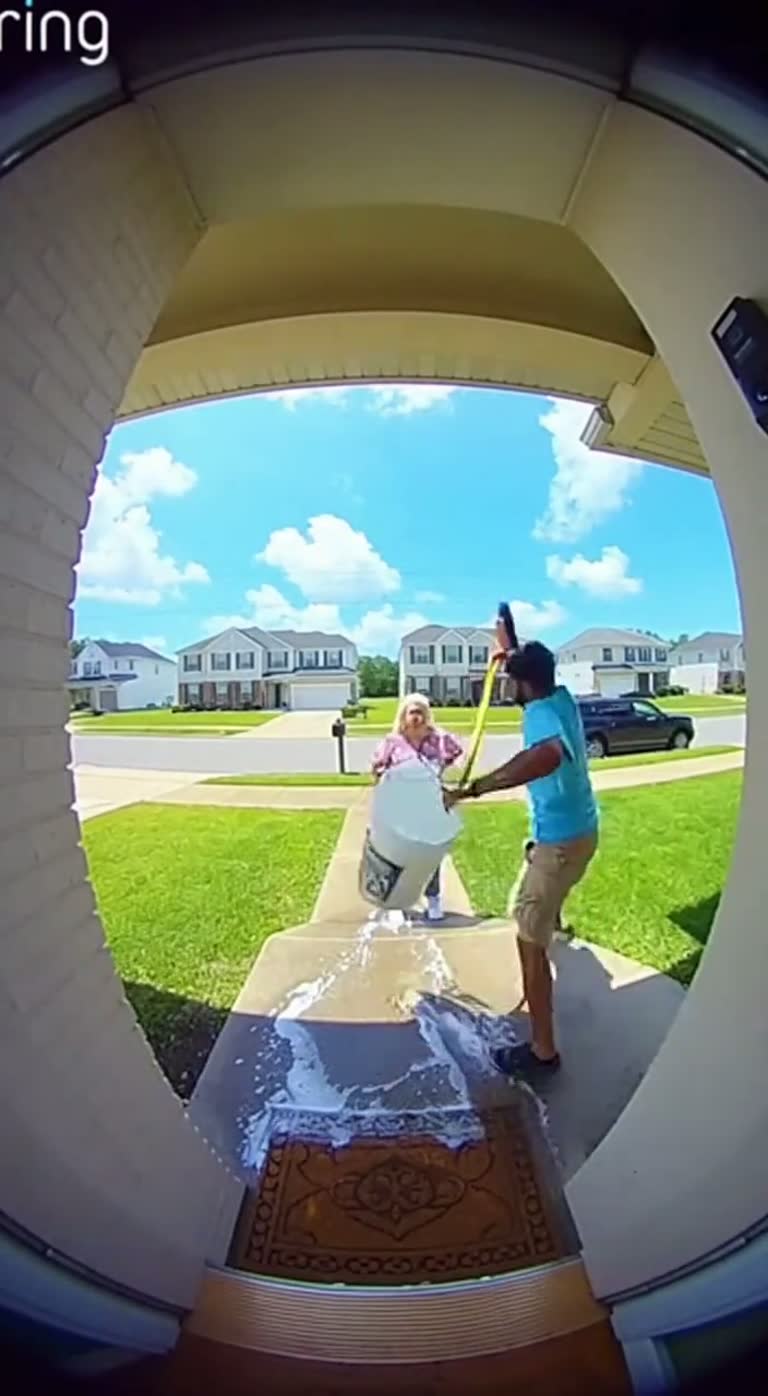 Ring Camera Captures Heated Sidewalk Confrontation Over Daily Yard Washing