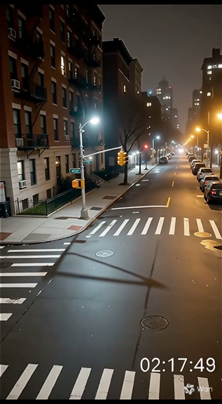 Manhattan CCTV captures shadow and vanishing man at 2 AM