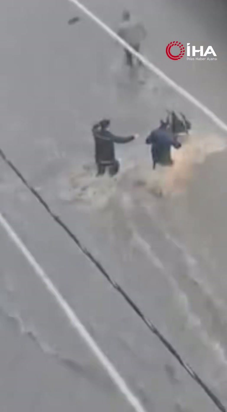 A woman was swept away by flash flooding in Esenyurt, Istanbul