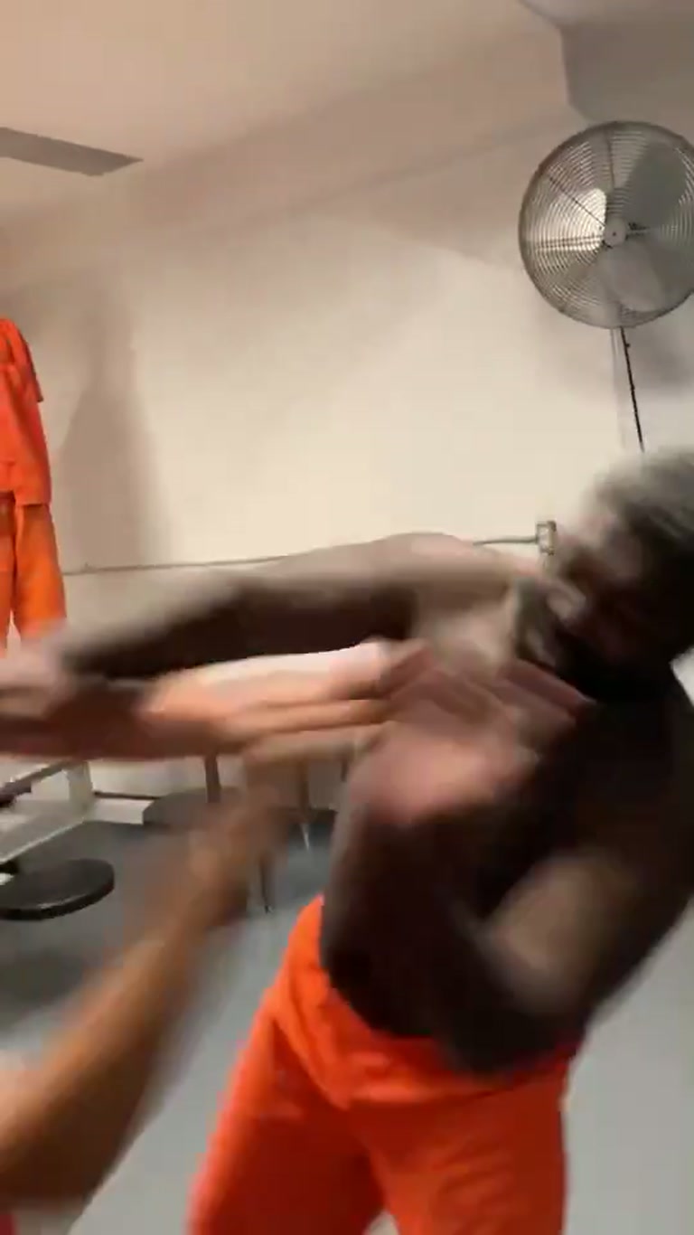 Tension Flares Inside Crowded Cell as a Scuffle Erupts