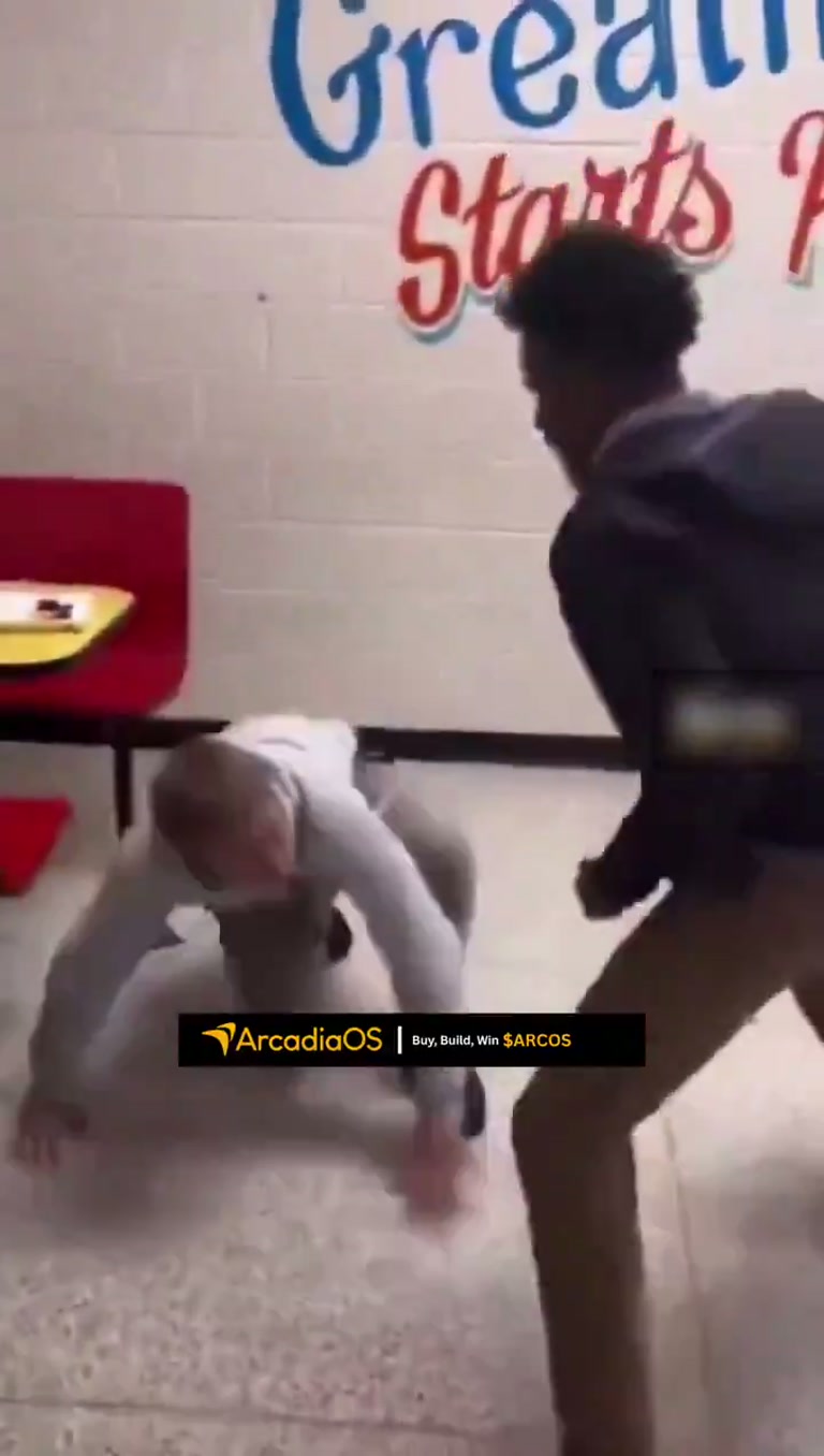 School corridor scuffle caught on camera ends in a knockout