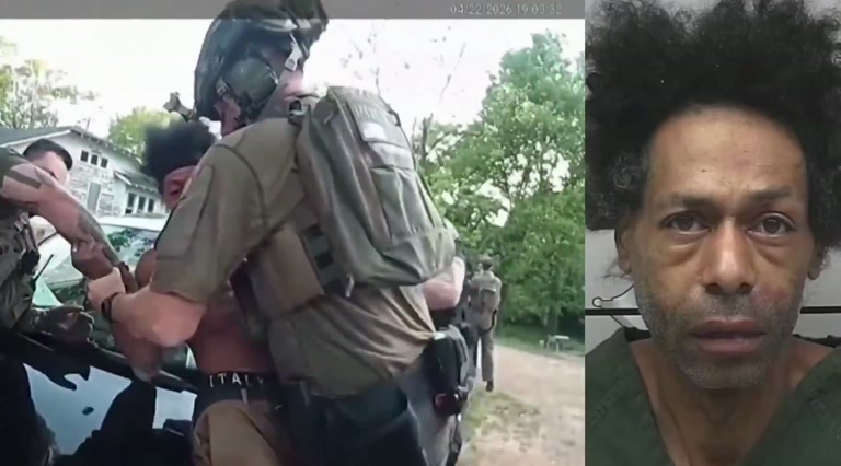 Tense Moment Multiple Officers Struggle With Shirtless Man