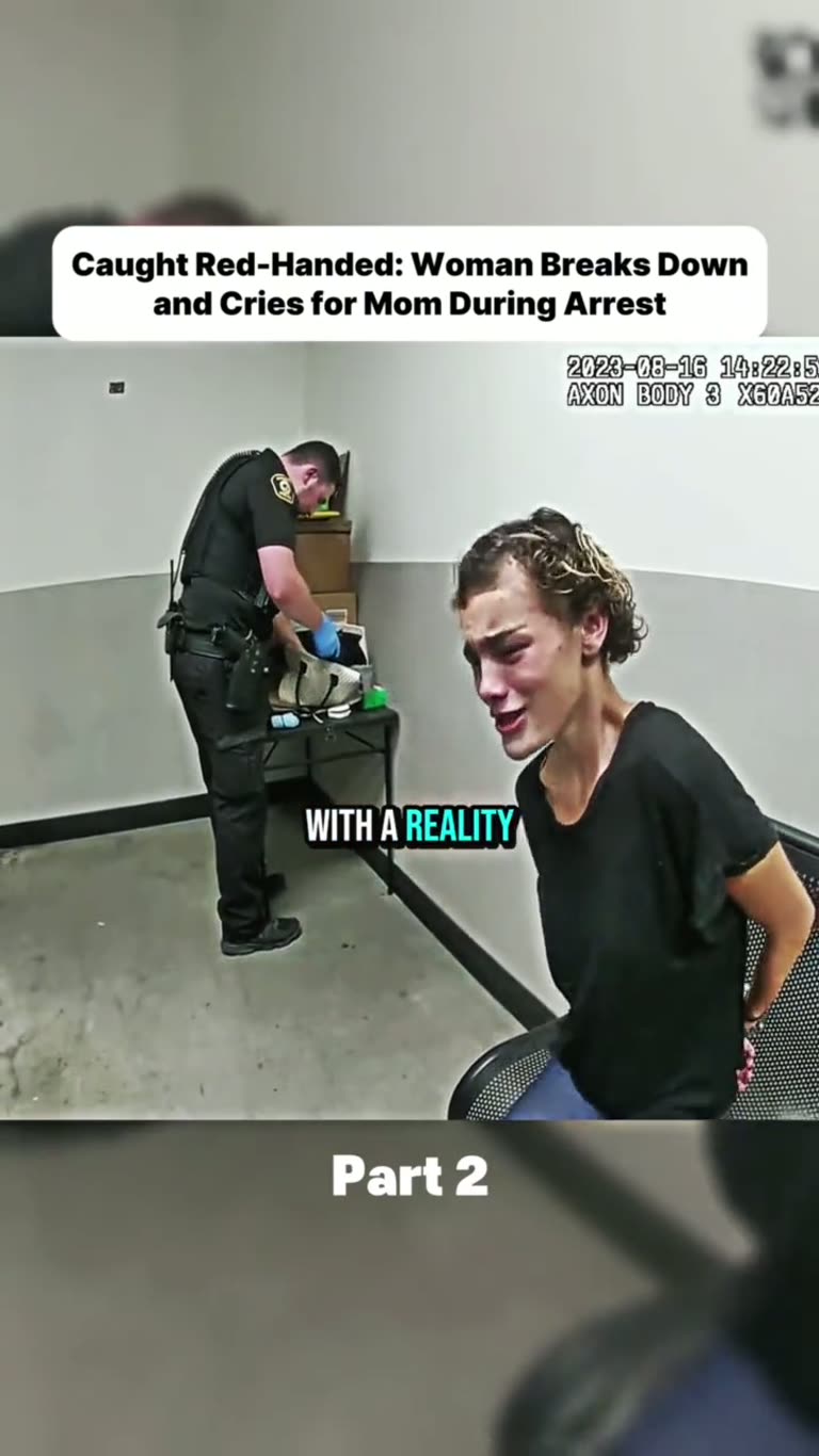 Caught red-handed: woman breaks down and cries for mum during arrest